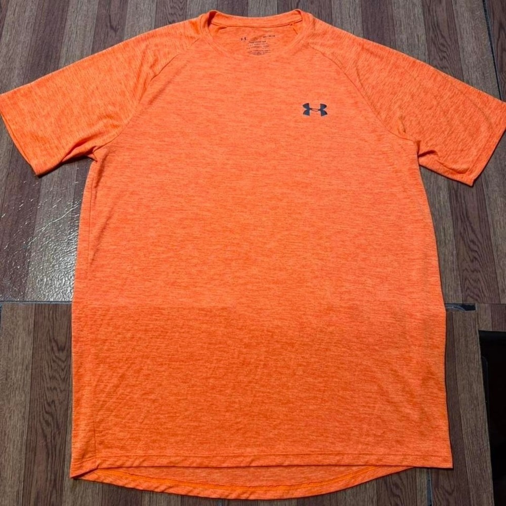 Under Armour Orange Tech Retro Sportswear Running Train Shirt Medium